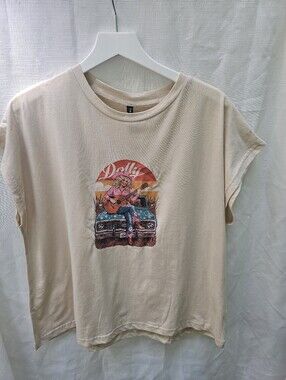 NWT Two 2 Fly Dolly Parton Dolman Sleeve Graphic Top L/XL Retro